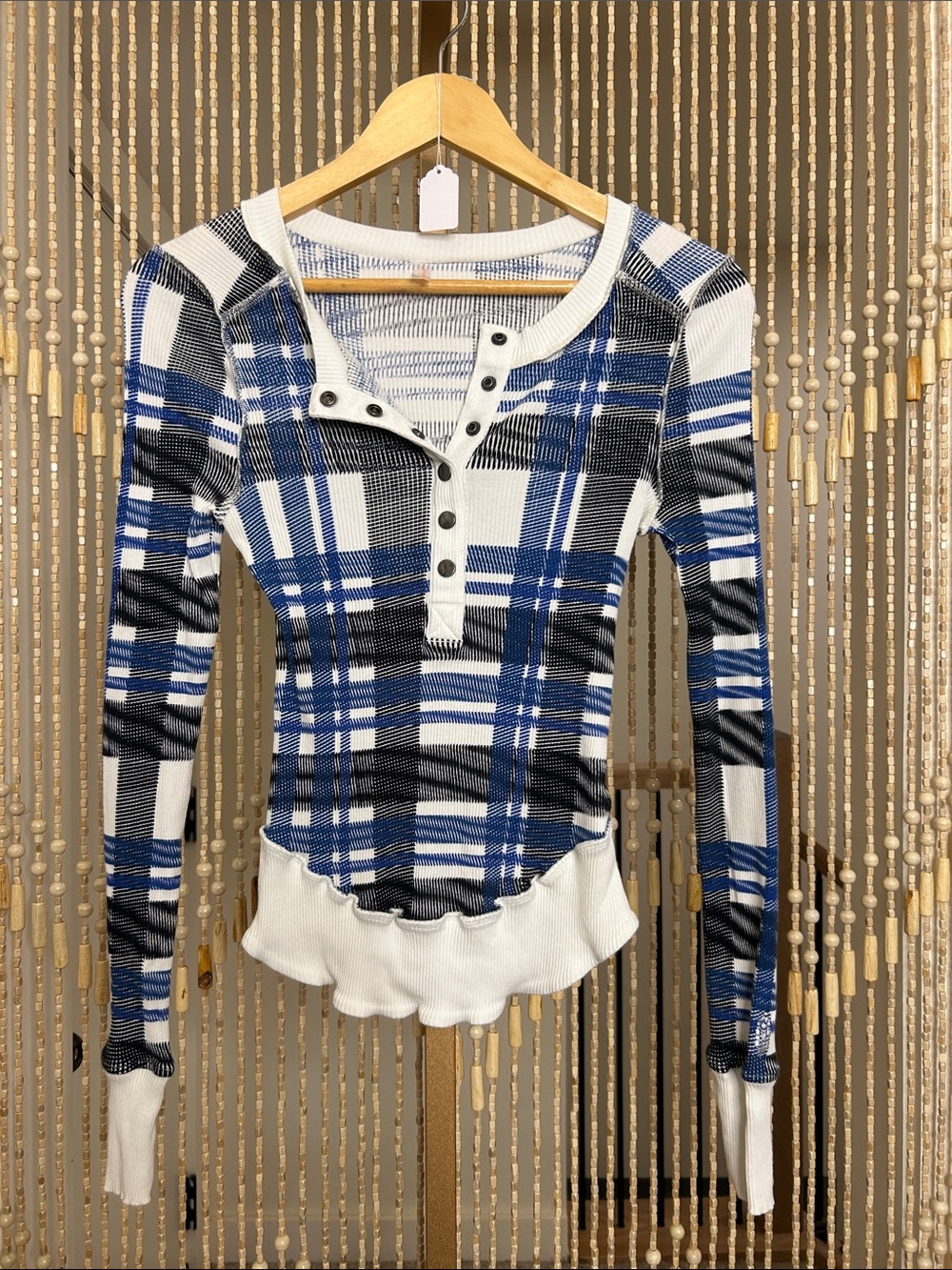 FP Movement Rally Henley Plaid Top Size S